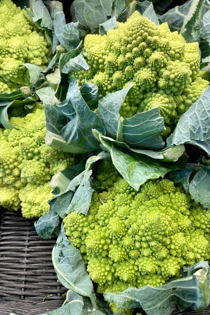 heads of Romanesco in a basket