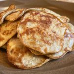 stack of flourless banana pancakes on a plate
