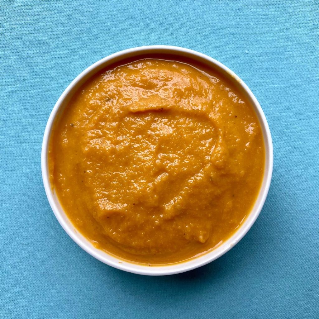 bowl of pumpkin chickpea soup