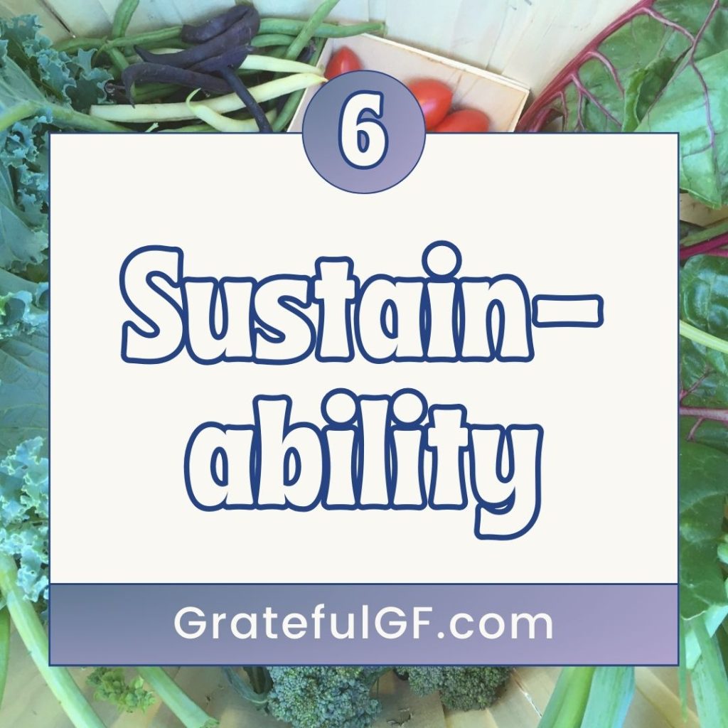 bushel of vegetables. text--sustainability