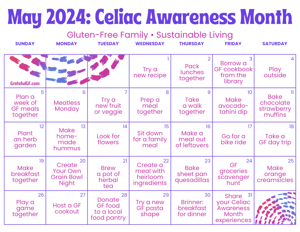 image of family calendar created for celiac awareness month 2024